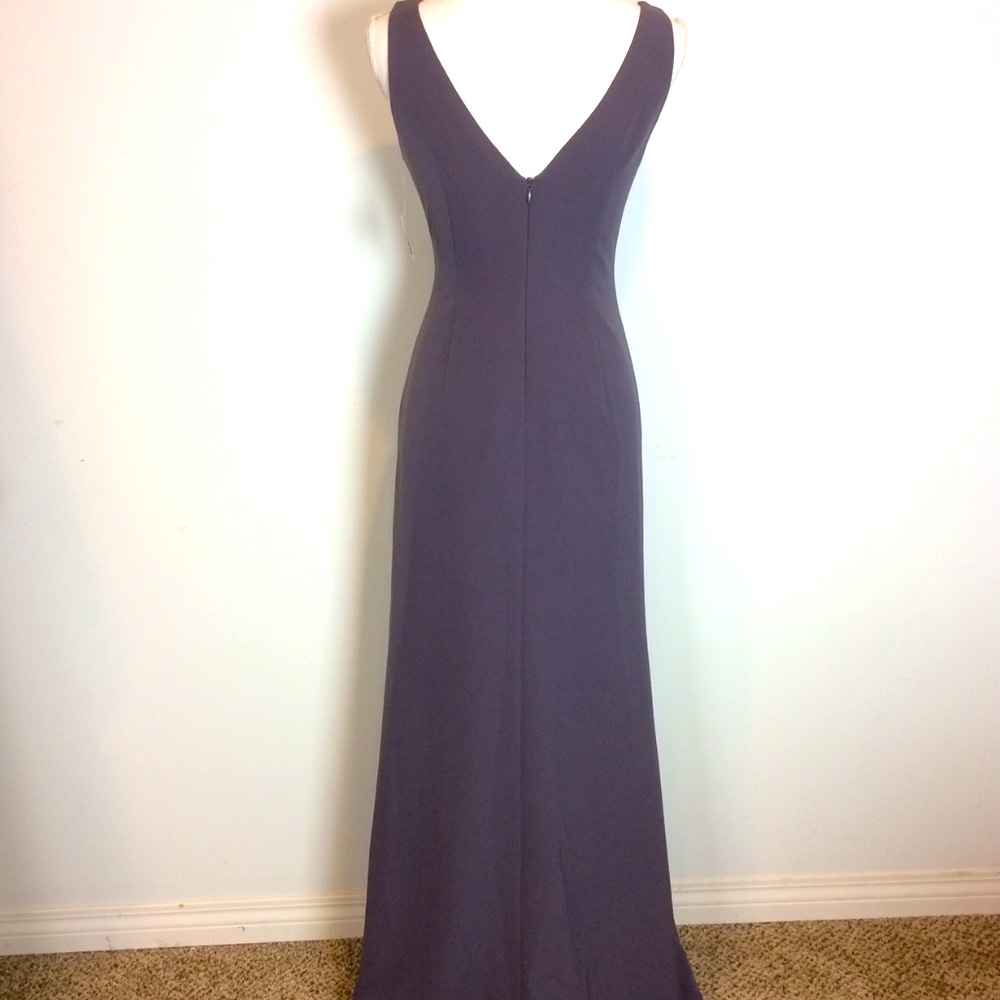 Aidan Mattox Ruffled Pleated Crepe Gown - Picture 2 of 8